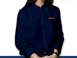 her QNET ME Mandarin Collar Shirt - Berry Blue