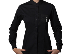 her QNET ME Mandarin Collar Shirt - True Black