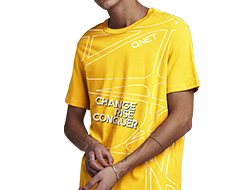 his QNET Change Rise Conquer Tee - Aspen Gold