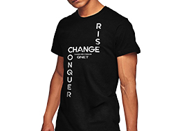 his QNET Change Rise Conquer Tee - True Black