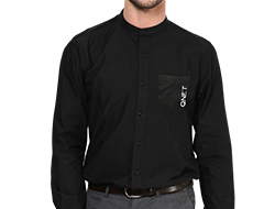 his QNET ME Mandarin Collar Shirt - True Black