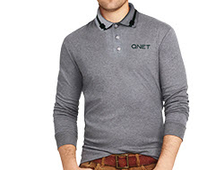 his QNET Classic ME Long Sleeve Polo - Drizzle Grey
